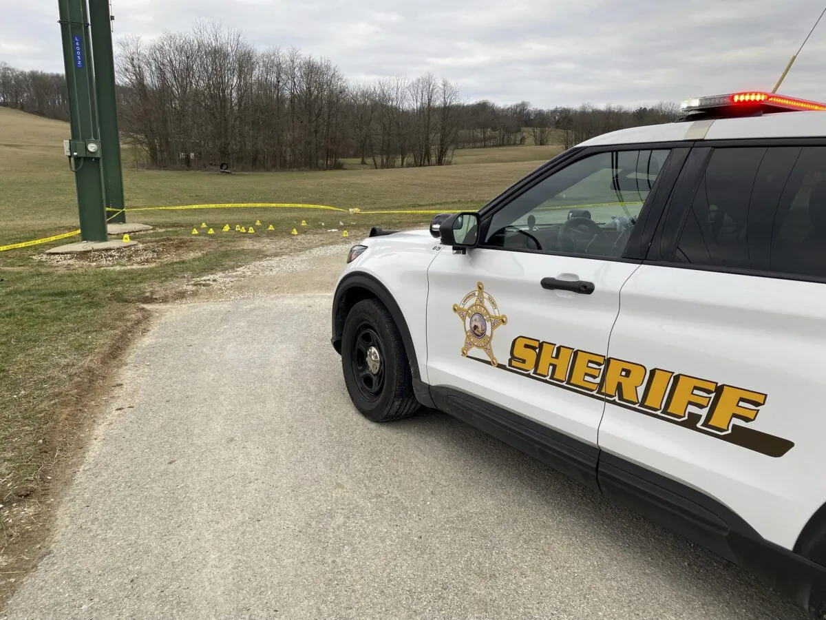 The scene of a fatal shooting in Mitchell, Ind., on Feb. 5, 2023. (Indiana State Police via AP)