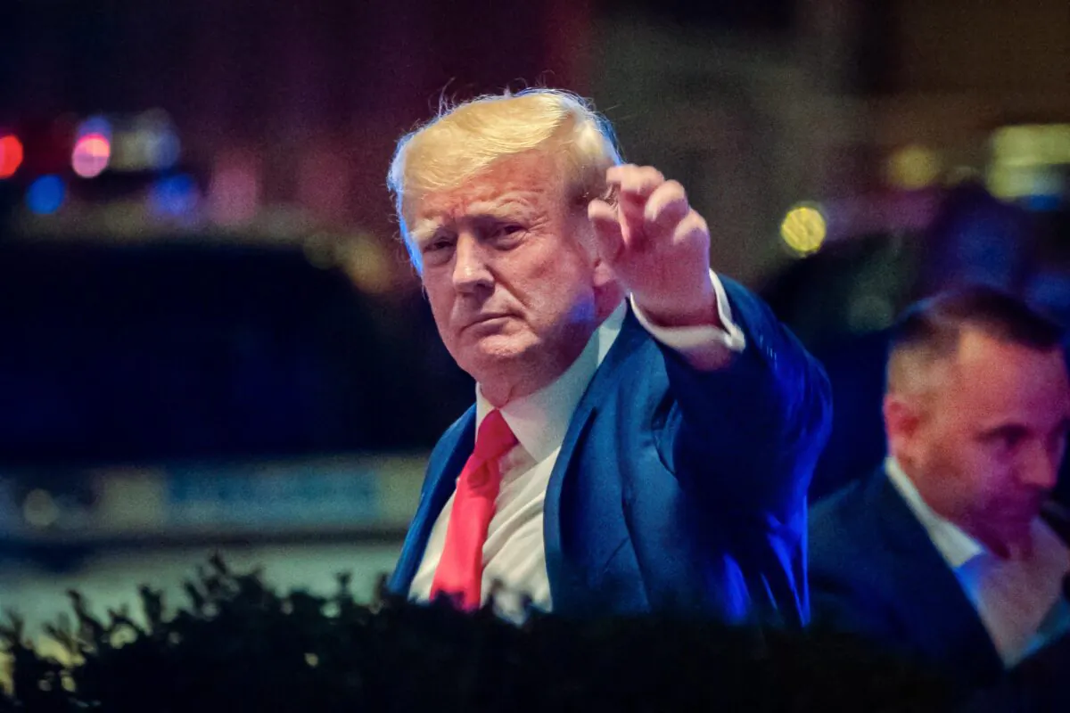Former President Donald Trump arrives at Trump Tower the day after FBI agents raided his Mar-a-Lago Palm Beach home, in New York City, on Aug. 9, 2022. (David 'Dee' Delgado/Reuters)