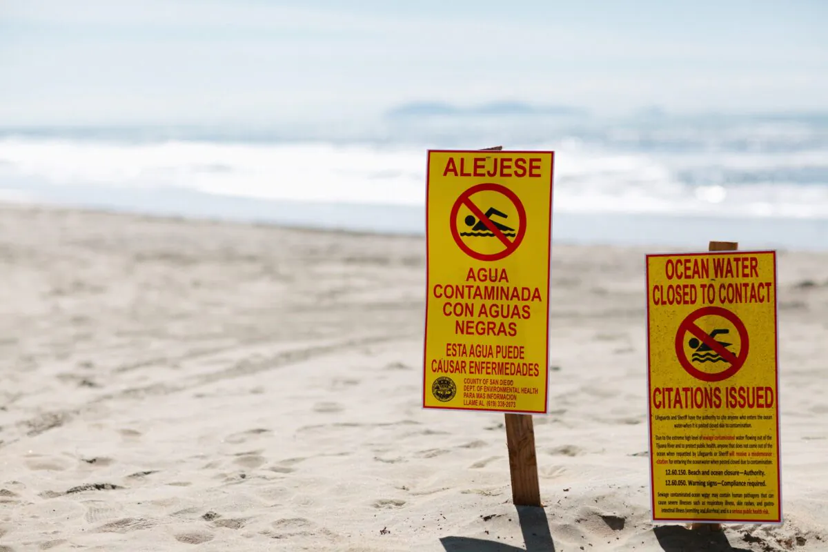 Beach closure signs posted in Imperial Beach, Calif. (Courtesy of Kyle Lishok/Surfrider Foundation)
