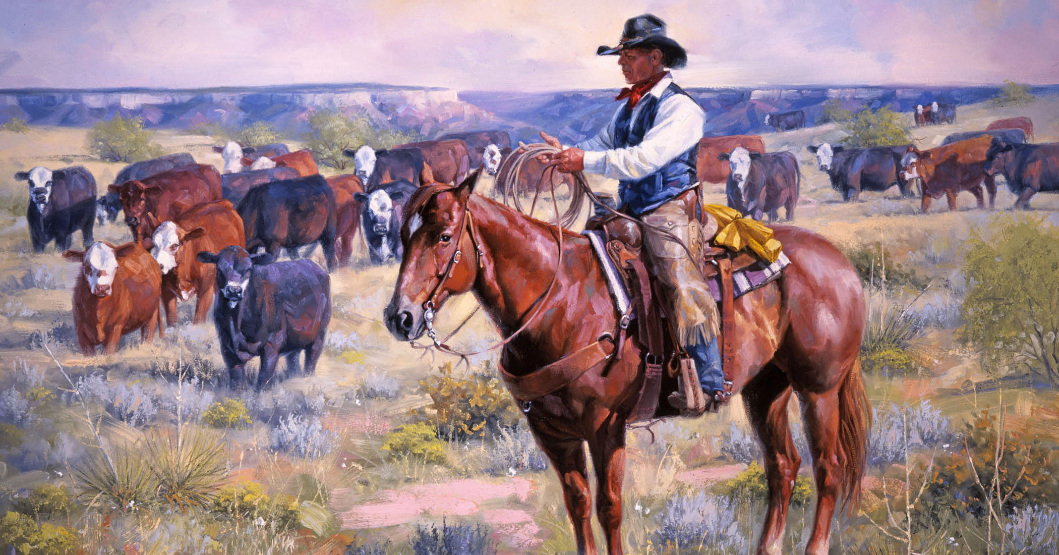 NextImg:Cowboy artist raised on Texas ranch paints old west and new west, inspired by 'Gunsmoke,' reenactments