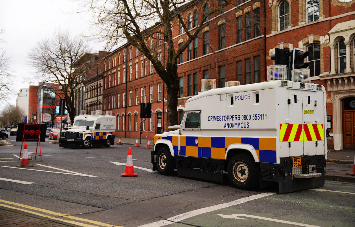The police presence in Belfast city centre, ahead of the arrival of U.S. President Joe Biden for his visit to Ireland, on April 11, 2023. (PA)