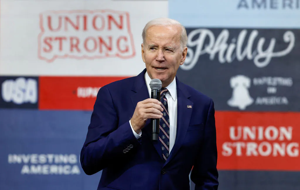 U.S. President Joe Biden talks about his proposed FY2024 federal budget during an event at the Finishing Trades Institute in Philadelphia, Penn., on March 9, 2023. (Chip Somodevilla/Getty Images)