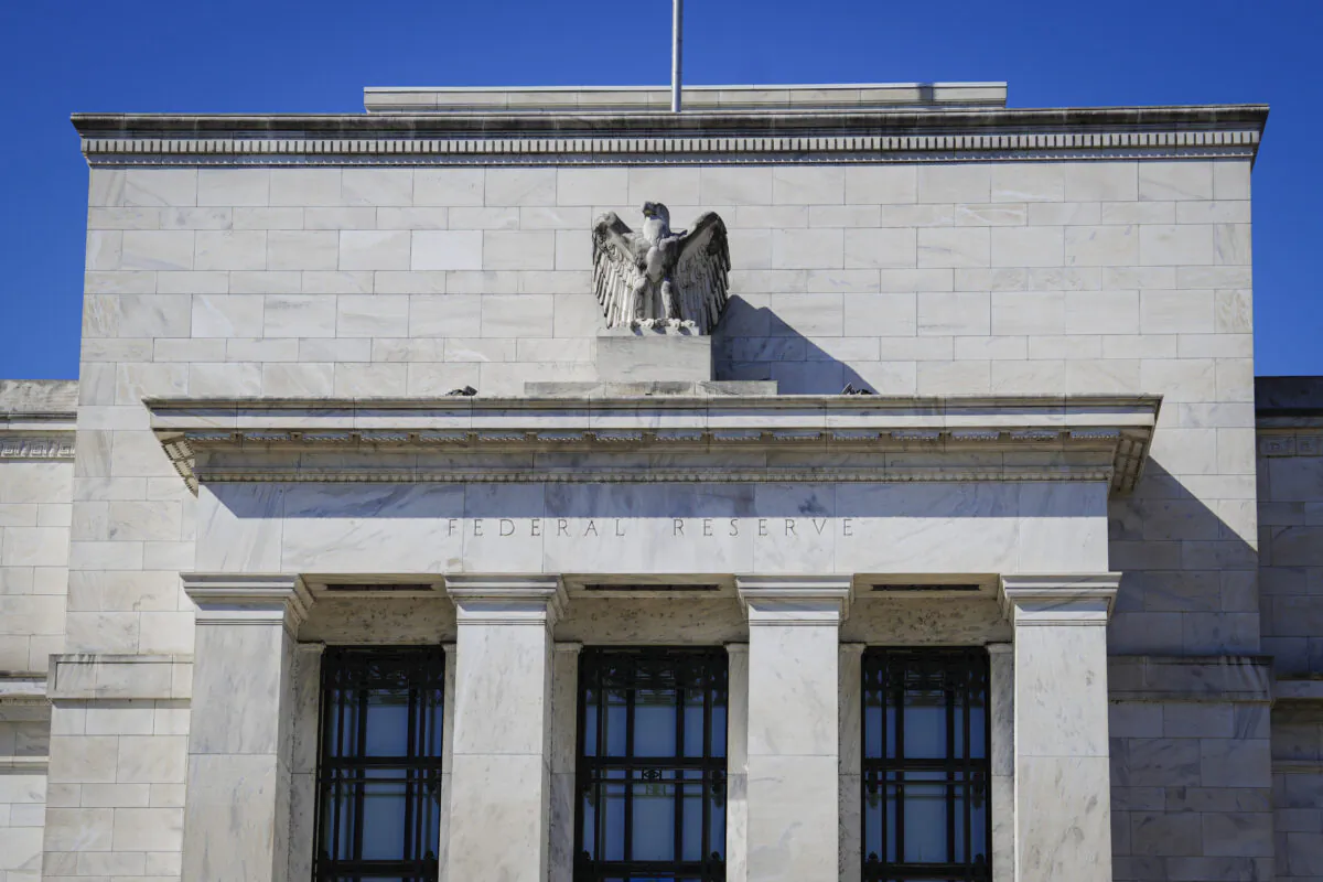 The Marriner S. Eccles Federal Reserve building in Washington on April 10, 2023. (Madalina Vasiliu/The Epoch Times)