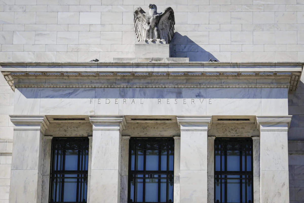 The Marriner S. Eccles Federal Reserve building in Washington on April 10, 2023. (Madalina Vasiliu/The Epoch Times)