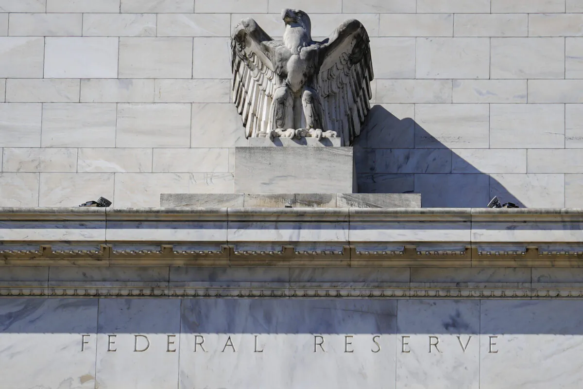 The Marriner S. Eccles Federal Reserve building in Washington on April 10, 2023. (Madalina Vasiliu/The Epoch Times)