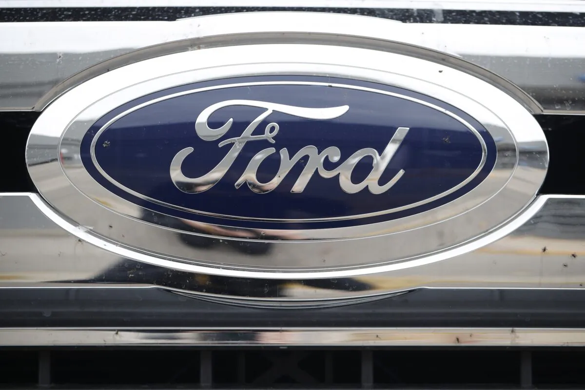 The Ford company logo at a Ford dealership in Littleton, Colo., on Oct. 20, 2019. (David Zalubowski/AP Photo)