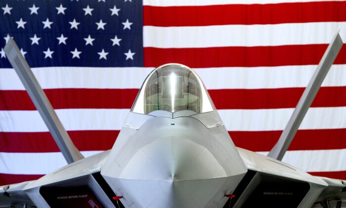 A US Air Force Lockheed Martin F-22 Raptor stealth fighter aircraft at Joint Base Langley-Eustis in Hampton, Virginia, on Dec. 15, 2015. (SAUL LOEB/AFP via Getty Images)
