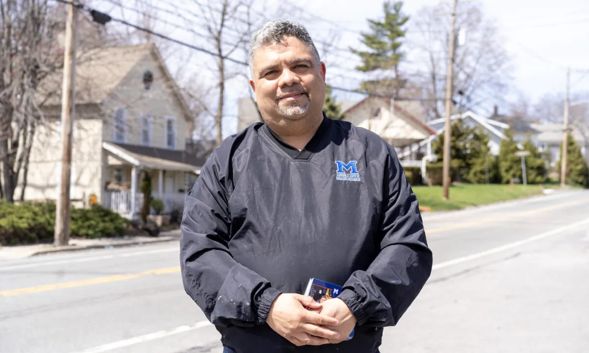 Kevin Gomez in Middletown, N.Y., on April 8, 2023. (Cara Ding/The Epoch Times)
