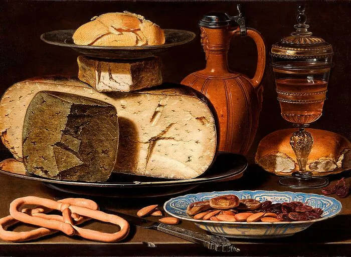 Clara Peeters was a successful artist in 17th-century Netherlands, known for her still lifes. "Still Life With Cheeses, Almonds and Pretzels," circa 1615, by Clara Peeters. Oil on oak panel. 13.6 inches by 19.5 inches. Maurice House in The Hague, Amsterdam. (Public Domain)