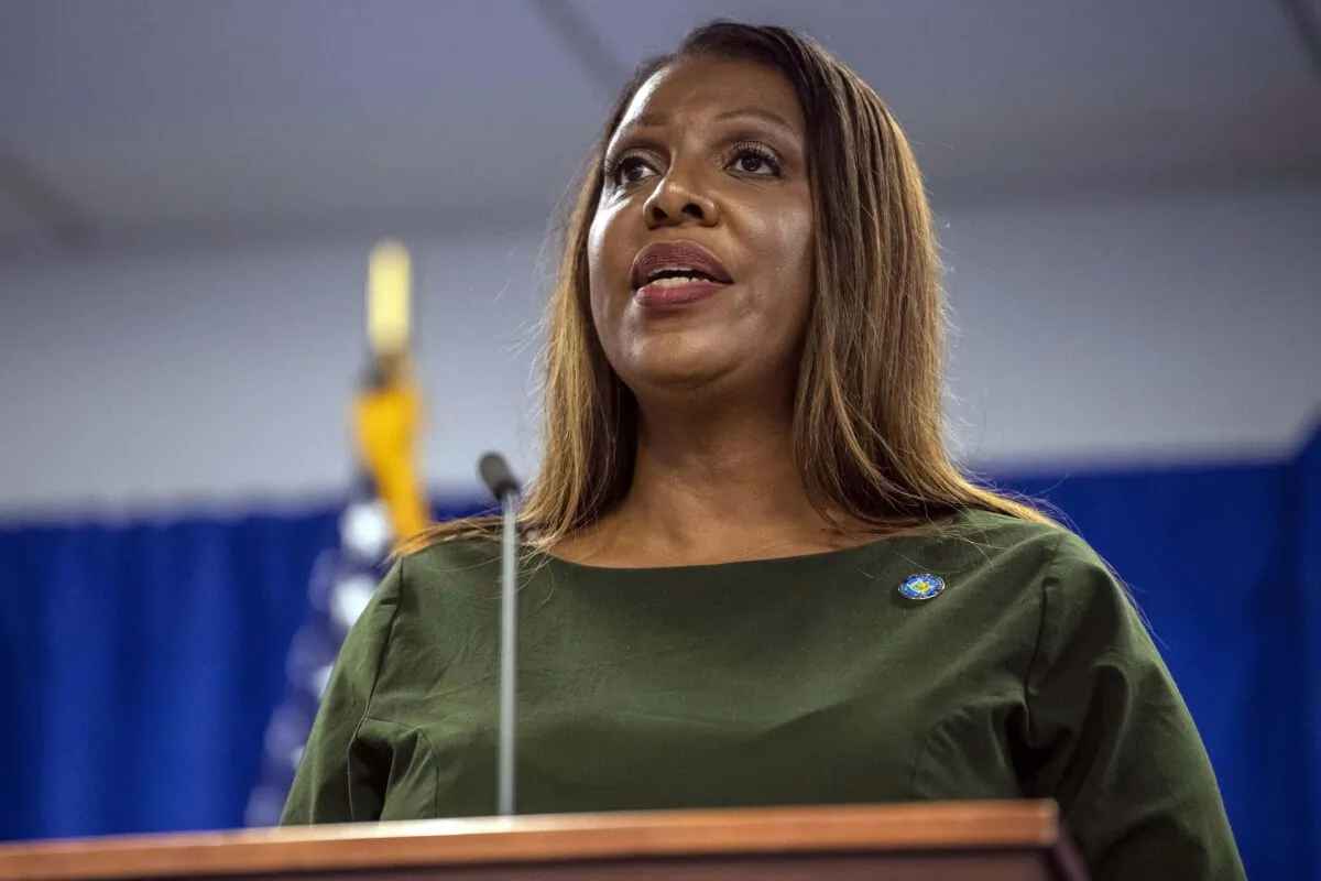 New York Attorney General Letitia James speaks during a press conference in New York on Sept. 21, 2022. (Brittainy Newman/AP Photo)