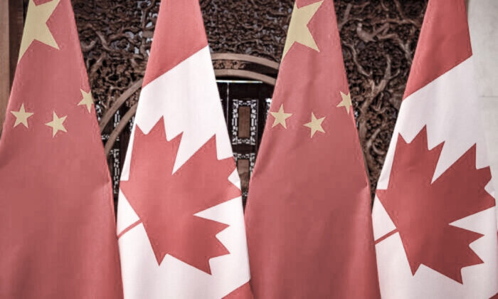 Canadian and Chinese flags are seen prior to the meeting between Prime Minister Justin Trudeau and Chinese leader Xi Jinping at the Diaoyutai State Guesthouse in Beijing on Dec. 5, 2017. (Fred Dufour/Pool via Reuters)