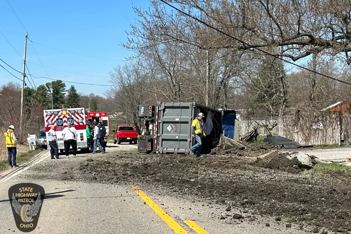 Troopers were dispatched to the area of state Route 165 near Waterford Road, Columbiana County, for a report of a single-vehicle crash with minor injuries on April 10, 2023. (Courtesy of Ohio State Highway Patrol)