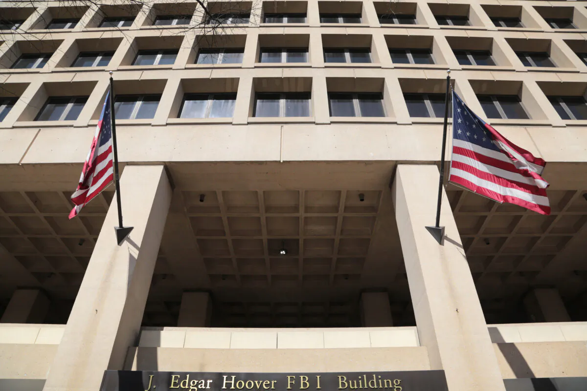 The FBI headquarters—the J. Edgar Hoover building—in Washington on March 22, 2023. (Richard Moore/The Epoch Times)
