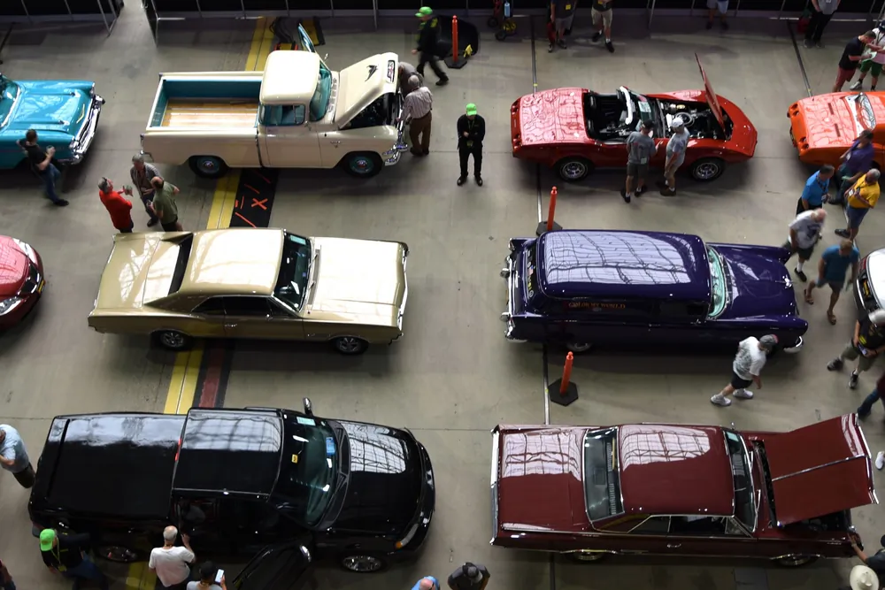 At many collectible car auctions, the vehicles can be visually inspected before bidding, but test drives or exhaustive inspections usually aren't allowed. (Thomas Trompeter/Shutterstock)
