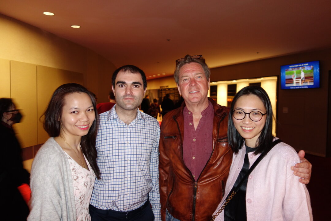 Alex Herman and George Balayan (2nd L) enjoyed Shen Yun at Lincoln Center on April 12, 2023. (Lily Yu/The Epoch Times)