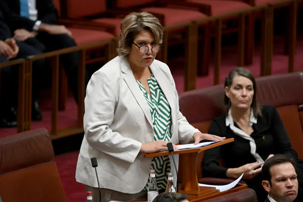 Liberal Senator Kerrynne Liddle makes her first speech in the Senate chamber at Parliament House in Canberra on Sept. 7, 2022. (AAP Image/Mick Tsikas)