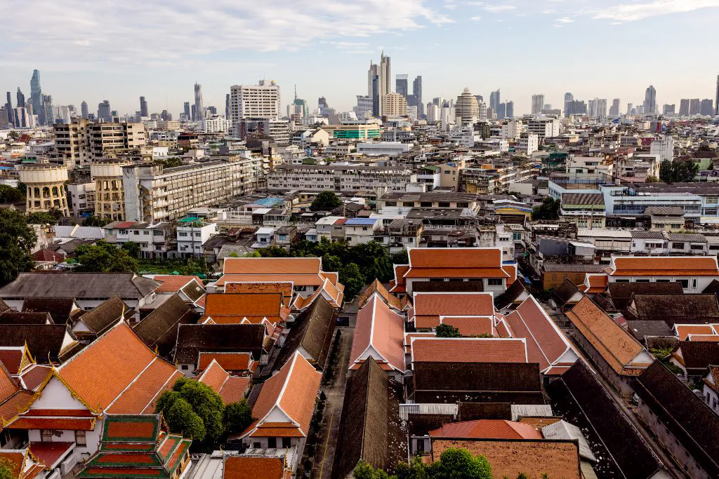 A general view of the Bangkok skyline as seen from Wat Saket temple on Nov. 9, 2021. (Jack Taylor/AFP)