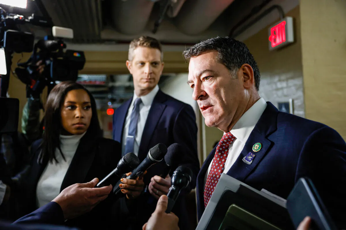 Rep. Mark Green (R-Tenn.) speaks to reporters after being elected chairman of the House Homeland Security Committee in a House Republican Steering Committee meeting at the U.S. Capitol Building in Washington, on Jan. 09, 2023. (Anna Moneymaker/Getty Images)