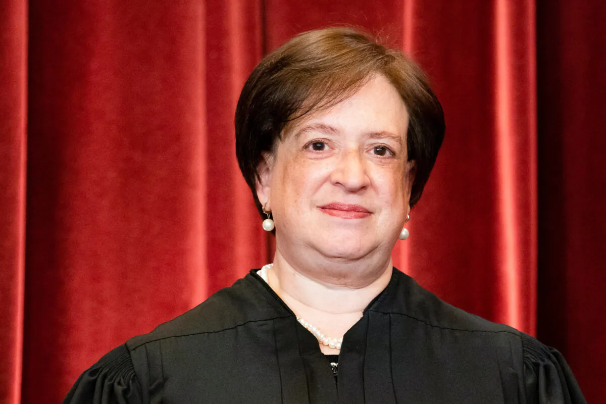 Supreme Court Justice Elena Kagan stands during a group photograph of the Justices at the Supreme Court in Washington on April 23, 2021. (Erin Schaff/Pool/AFP via Getty Images)