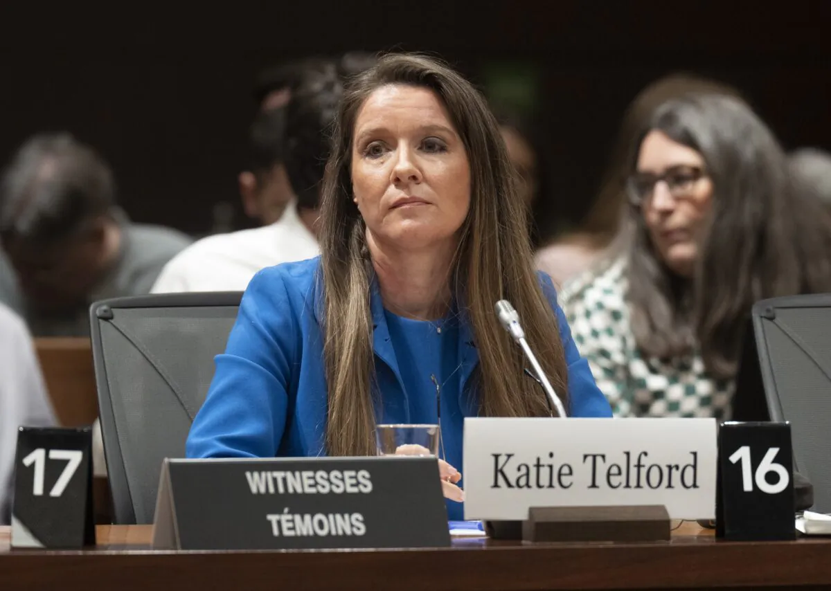 Katie Telford,  chief of staff to the Prime Minister, waits to appear as a witness at the Standing Committee on Procedure and House Affairs looking at foreign interference, in Ottawa on April 14, 2023. (Adrian Wyld/The Canadian Press)