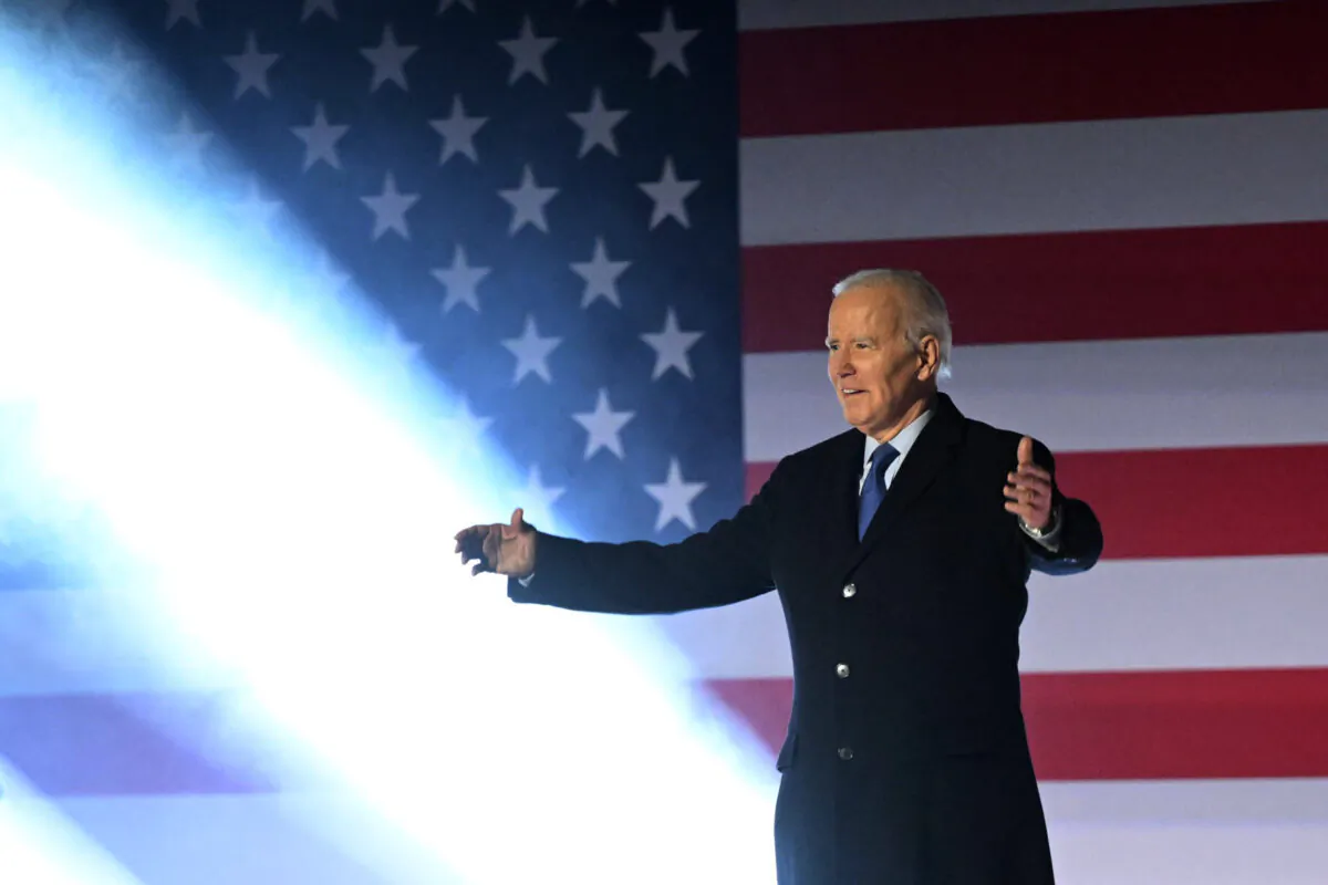 President Joe Biden speaks to the crowd during a celebration event at St. Muredach's Cathedral on April 14, 2023 in Ballina, Ireland. US President Joe Biden has travelled to Northern Ireland and Ireland with his sister Valerie Biden Owens and son Hunter Biden to explore his family's Irish heritage and mark the 25th Anniversary of the Good Friday Peace Agreement. (Leon Neal/Getty Images)