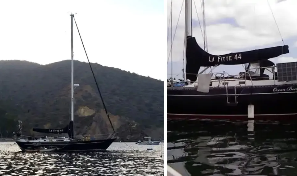 Undated photos of the 44-foot sailboat that three missing American sailors were last seen on as they departed Mazatlan, Mexico, on April 4, 2023. (U.S. Coast Guard)