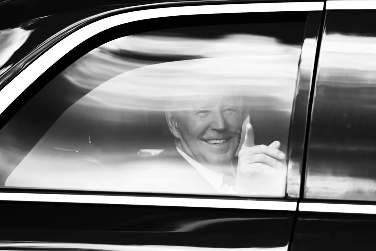 U.S. President Joe Biden leaves after visiting Irish President Michael D Higgins and his wife Sabina Higgins at the Irish President’s official residence Áras an Uachtaráin on April 13, 2023, in Dublin. (Charles McQuillan/Getty Images)