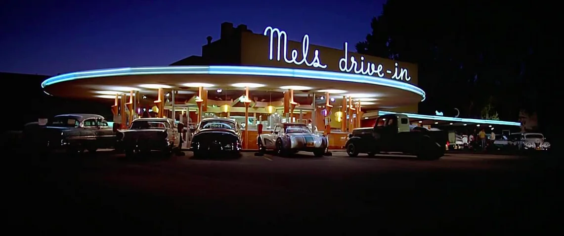 The Mel’s Drive-In where car-cruising teens gather in “American Graffiti.” (Lucasfilm Ltd./The Coppola Company/Universal Pictures)