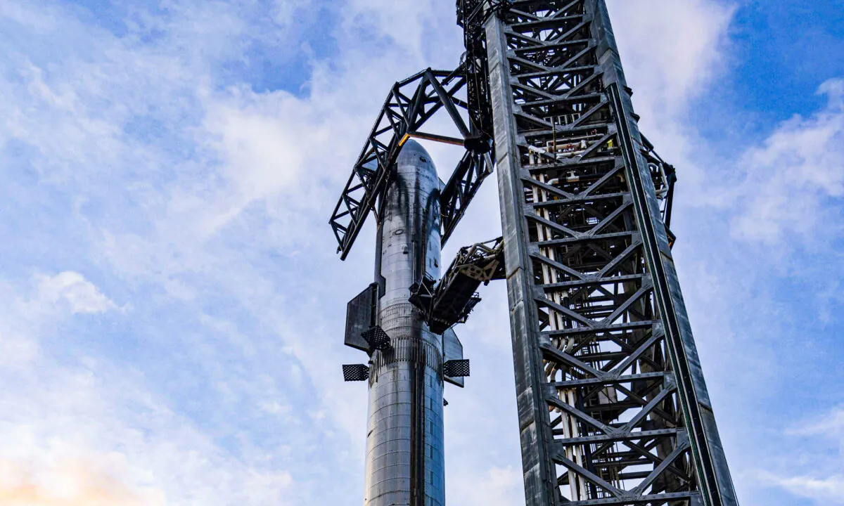 SpaceX's Starship rocket at the launch site in Boca Chica, Texas, on April 12, 2023. (SpaceX via AP)
