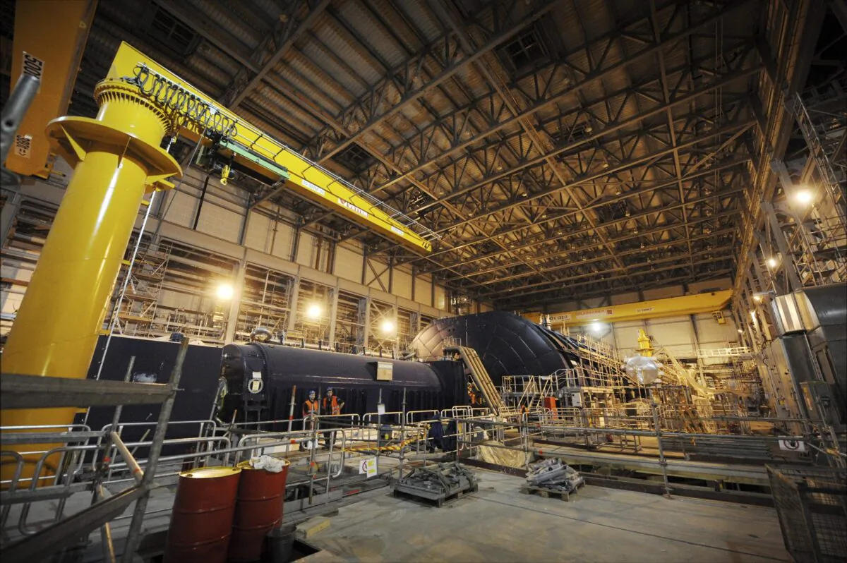 The turbine hall of the nuclear power plant Olkiluoto 3 'OL3' under construction in Eurajoki, south-western Finland, on March 23, 2011. (Lehtikuva, Antti Aimo-Koivisto/AP Photo)