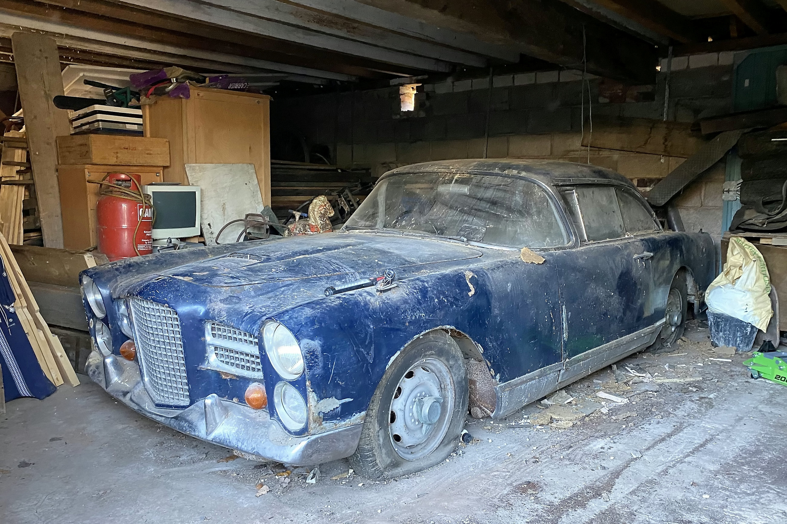 facel vega hk500 rusted in garage 50 years later with right hand drive
