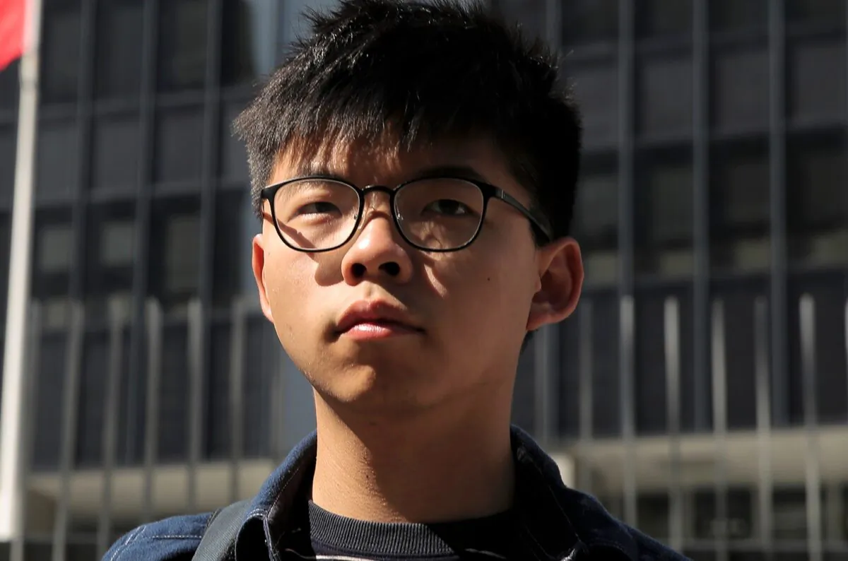 Pro-democracy activist Joshua Wong stands outside the Legislative Council building in Hong Kong on Nov. 28, 2019. (Kin Cheung/AP Photo)