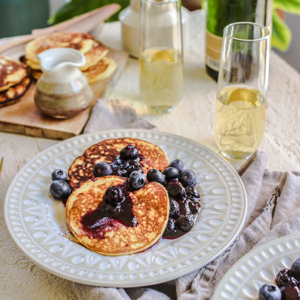 These heavenly, fluffy hot cakes are lightened up with ricotta cheese and whipped egg whites. (Courtesy California Wine Institute/TNS)