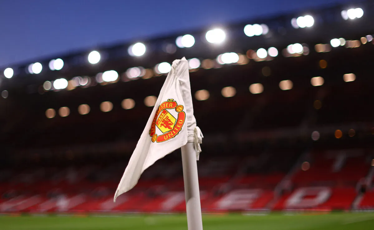 A corner flag inside the stadium before the Soccer - Europa League - Play-Off Second Leg - Manchester United v FC Barcelona match at Old Trafford in Manchester, Britain, on Feb. 23, 2023. (Carl Recine/Reuters)
