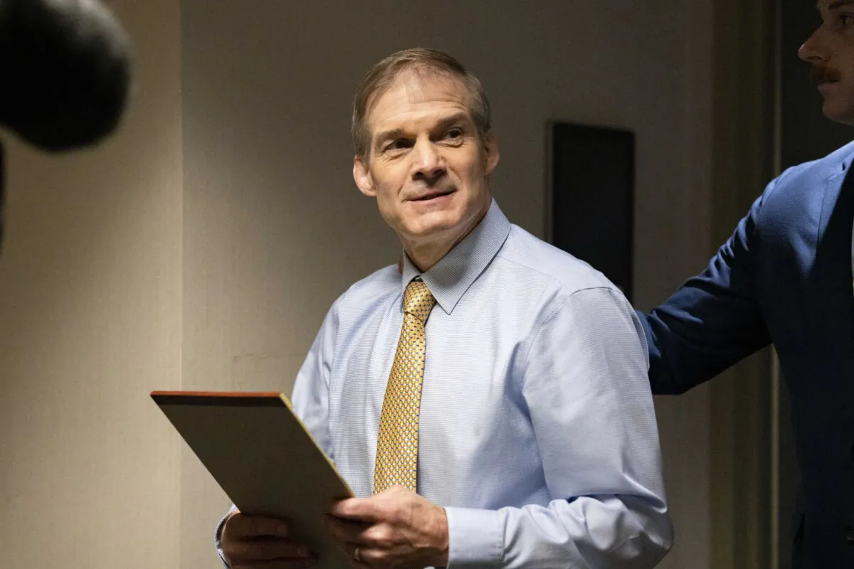 Rep. Jim Jordan (R-Ohio), Chair of the House Judiciary Committee, attends the committee's "Victims of Violent Crime in Manhattan" field hearing at Jacob K. Javits Federal Building in New York on April 17, 2023. (Chung I Ho/The Epoch Times)