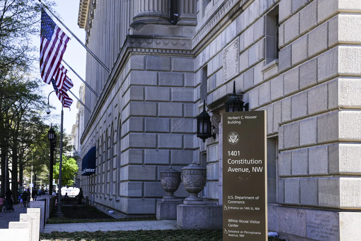 Department of Commerce building in Washington on April 10, 2023. (Madalina Vasiliu/The Epoch Times)
