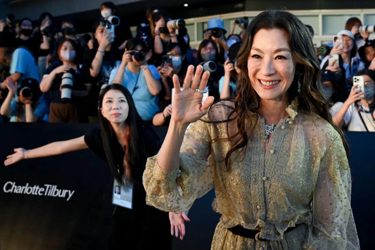 Malaysian actress Michelle Yeoh arrives on the red carpet for the 41st Hong Kong Film awards in Hong Kong on April 16, 2023. (Peter Parks/AFP)