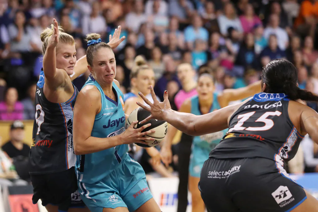 A WNBL Grand Final series match between the Southside Flyers and Townsville Fire at State Basketball Centre in Melbourne, Australia on March 22, 2023. (Kelly Defina/Getty Images)
