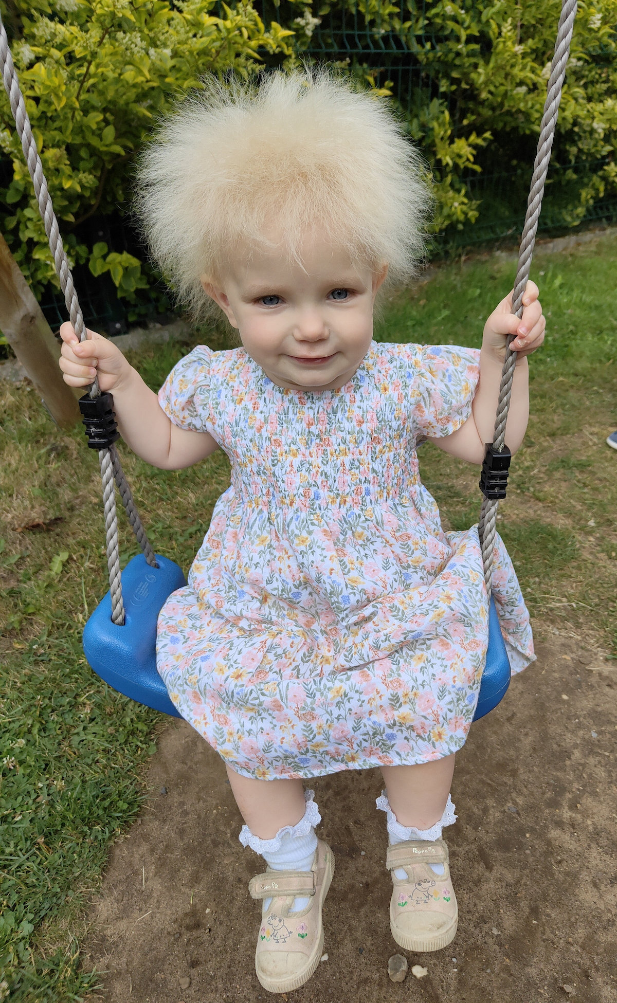 Layla Davis on a swing.