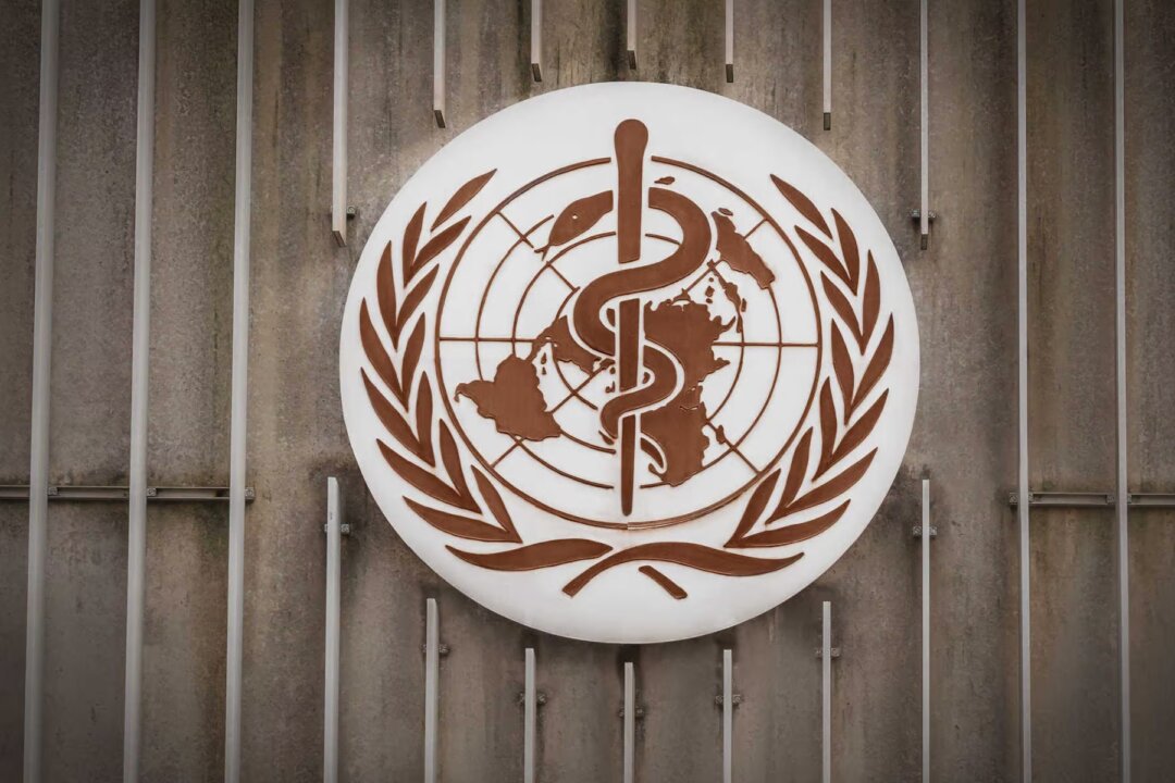 The logo of the World Health Organization (WHO) is seen in Geneva, Switzerland, on Dec. 3, 2019. (Diego Grandi/Shutterstock)