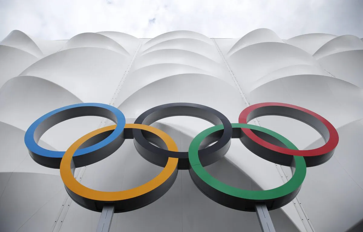 The Olympic rings are displayed outside the basketball arena in the Olympic Park before the start of the 2012 Summer Olympics in London on July 15, 2012. (Jae Hong/AP Photo)