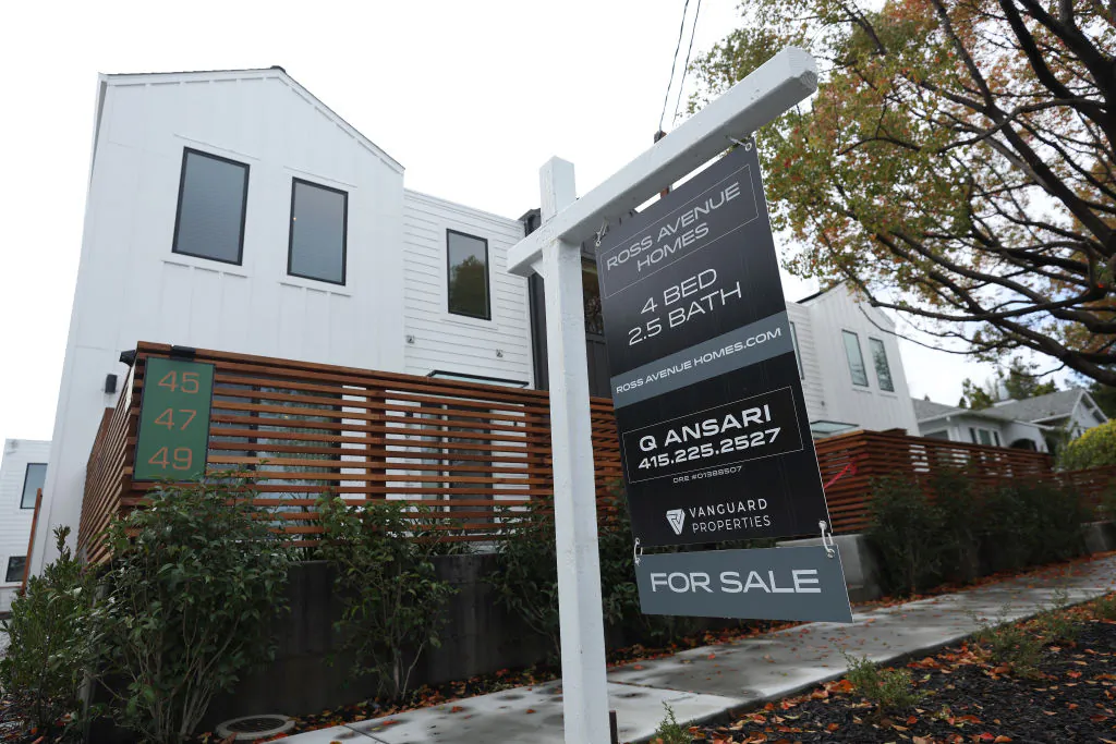 A "For Sale" sign is posted in front of a home in San Anselmo, Calif., on March 22, 2023. (Justin Sullivan/Getty Images)
