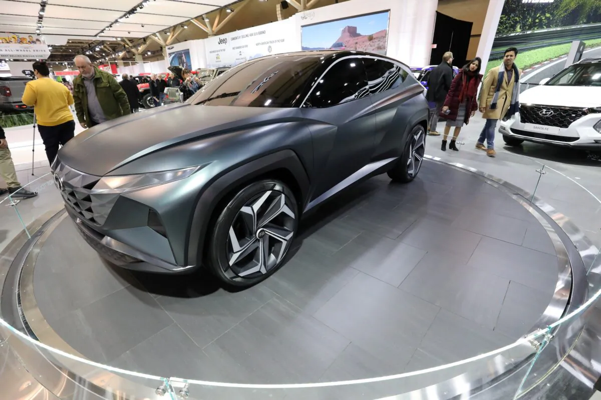 The Hyundai Vision T electric concept vehicle is displayed at the Canadian International Auto Show in Toronto on Feb. 18, 2020. (Chris Helgren/Reuters)