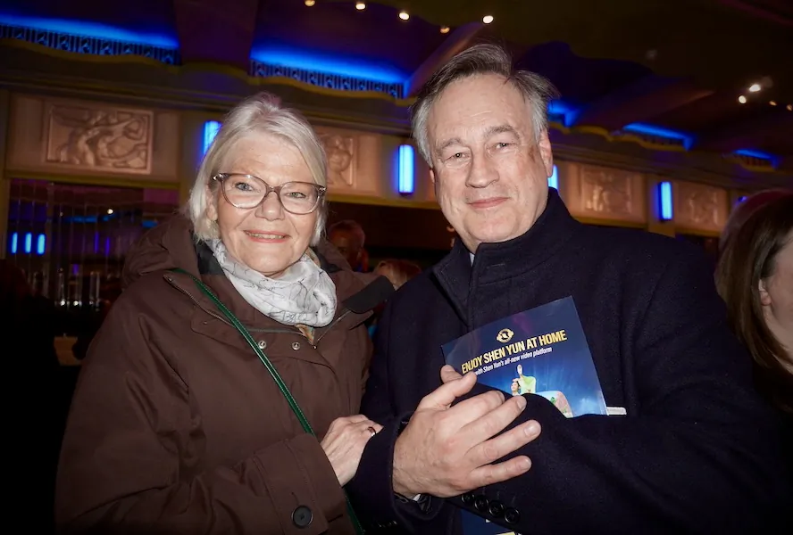 The Fosters enjoyed Shen Yun at the Eventim Apollo, in London, on April 18. 2023. (Mary Mann/The Epoch Times)