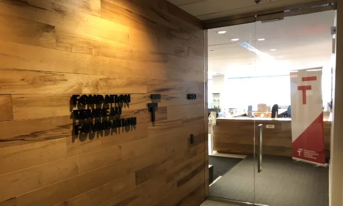 The office of the Trudeau Foundation in Montreal on April 19, 2023. (Noé Chartier/The Epoch Times)