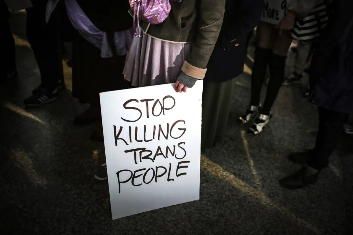 Pro-transgender protesters in Chicago on March 3, 2017. (Scott Olson/Getty Images)