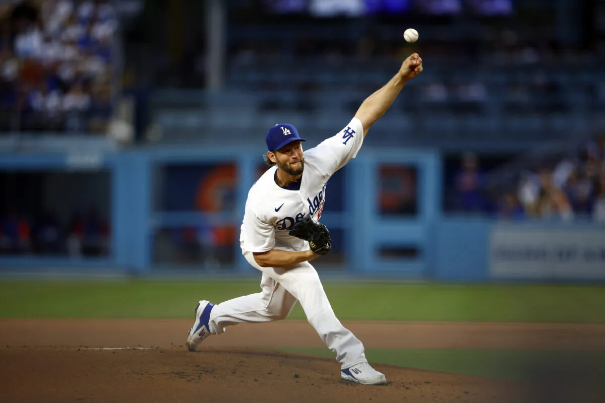 Clayton Kershaw (22) of the Los Angeles Dodgers at Dodger Stadium in Los Angeles on April 18, 2023. (Ronald Martinez/Getty Images)