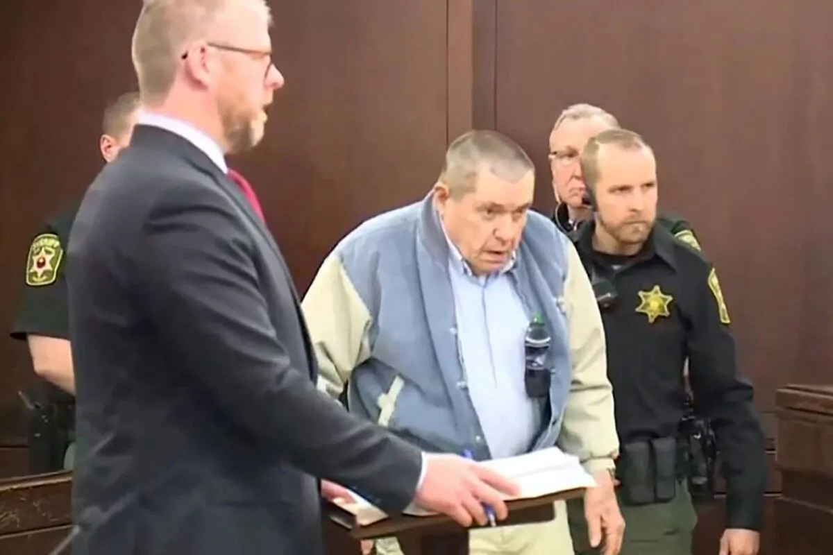 Andrew Lester arrives for his initial court appearance before Judge Louis Angles in Kansas City, Mo., on April 19, 2023 in a still image from video. (Pool TV via Reuters)