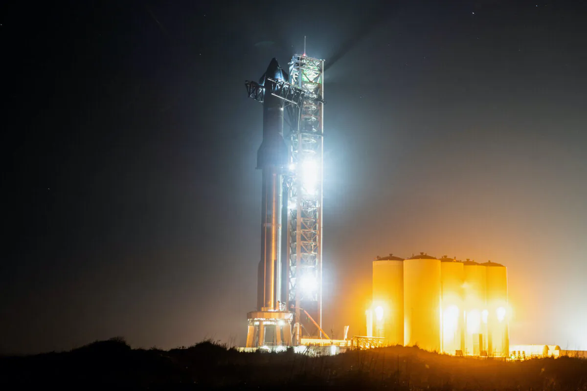 The SpaceX Starship on its Boca Chica launchpad following a postponement in its launch date due to a frozen valve, after the U.S. Federal Aviation Administration granted a long-awaited license allowing Elon Musk's SpaceX to launch the rocket to orbit for the first time, near Brownsville, Texas, on April 18, 2023. (Go Nakamura/Reuters)