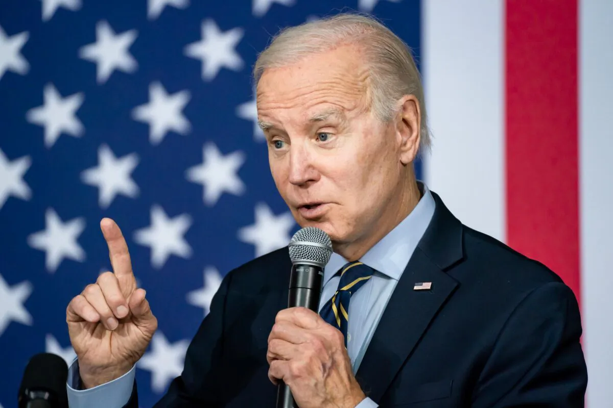 President Joe Biden delivers remarks on the economy at an International Union of Operating Engineers Local 77 union training facility in Accokeek, Md., on April 19, 2023. Biden spoke on his plans to expand the economy and addressed Republican leadership's approach to raising the debt ceiling later this year. (Nathan Howard/Getty Images)